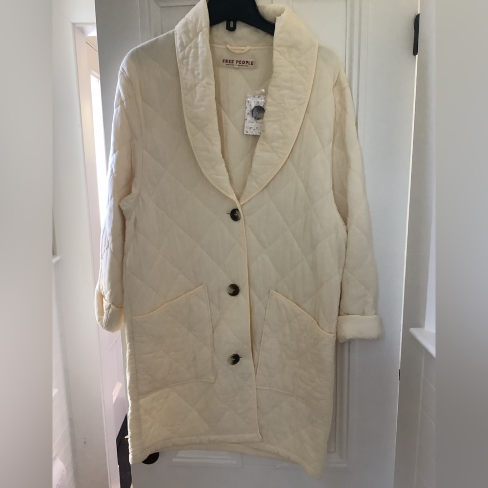 NWT Free People Ecru Quilted Coat